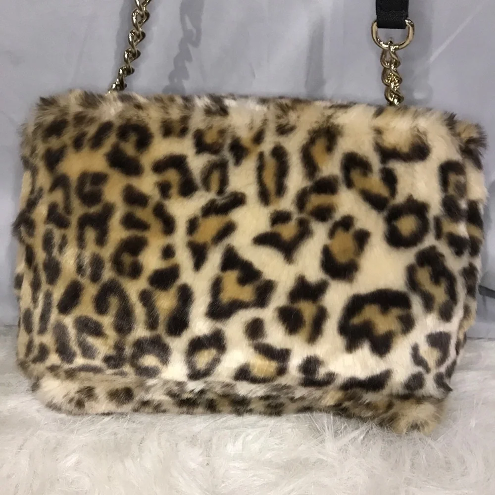 Kate Spade Run Wild Leopard Print Faux Fur Muff Cat Crossbody Bag - Picture 8 of 16